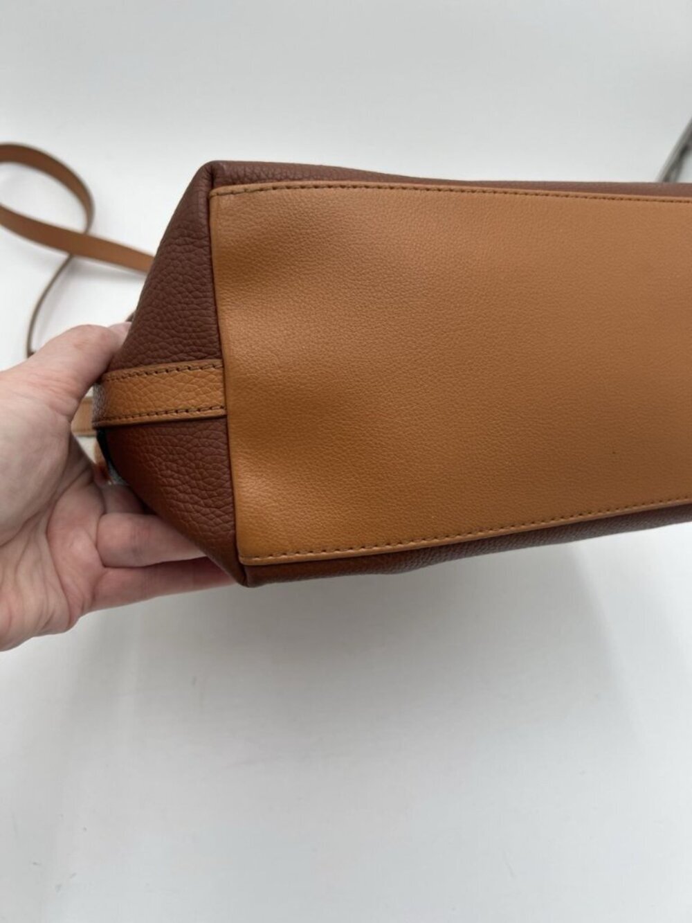 Fossil Julianna Hobo Bag Leather Colorblock Strip Shoulder Purse Key Charm EUC - Picture 4 of 16